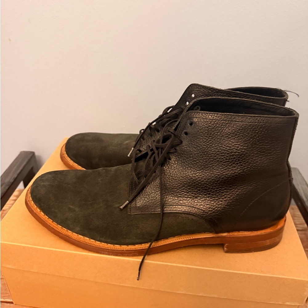 Cole Haan Black Leather & Dark Green Suede Chukka Boots
